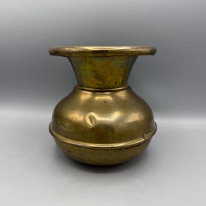 Cracked Vintage Small Brass Spittoon ~ Collectible Tobacciana (with Cracked Bottom, Small Dents, Stains and has a rattle sound)