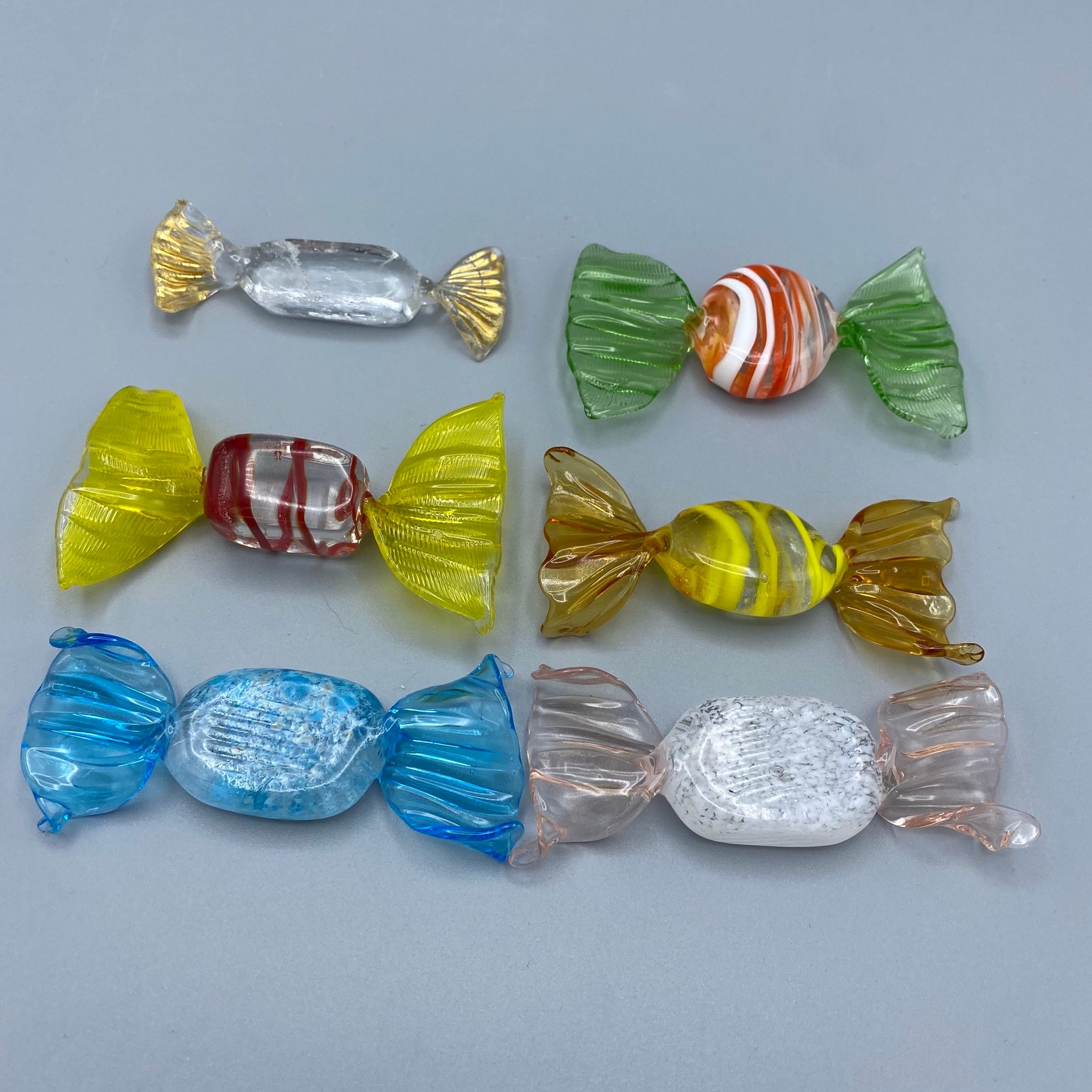 Vintage Glass Candy Pieces Set of 6 Etsy