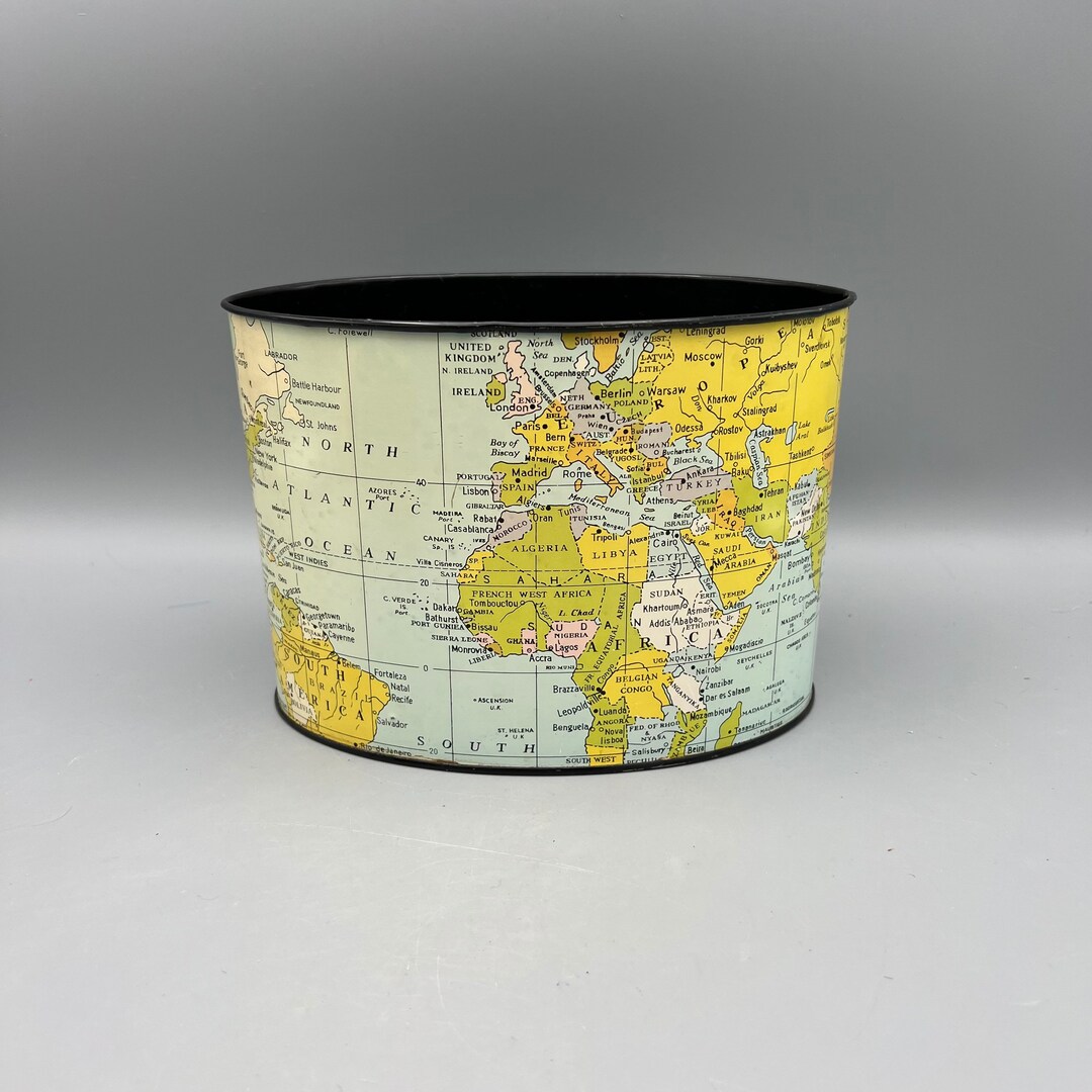 Vintage Globe Map Pen Holder, Old Map Desk Decor Etsy