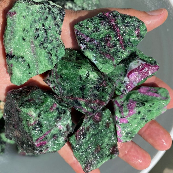 Beautiful Ruby Zoisite Tumbling Rough Crystal Gemstone Tumble 1lb Cab - Natural Deep Colors!  Ruby Fluorescent under Black Light!