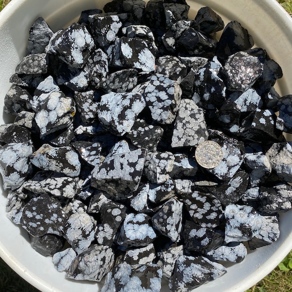 NATURAL Snow Flake Obsidian - Crystal Gemstone Healing Reiki Chi Meditation Tumbling Cab Cabbing - 1lb Lot