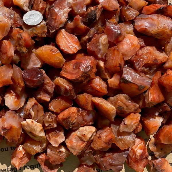 Carnelian Agate NATURAL - Crystal Gemstone Healing Reiki Chi Meditation Tumbling rough - 1lb Lot