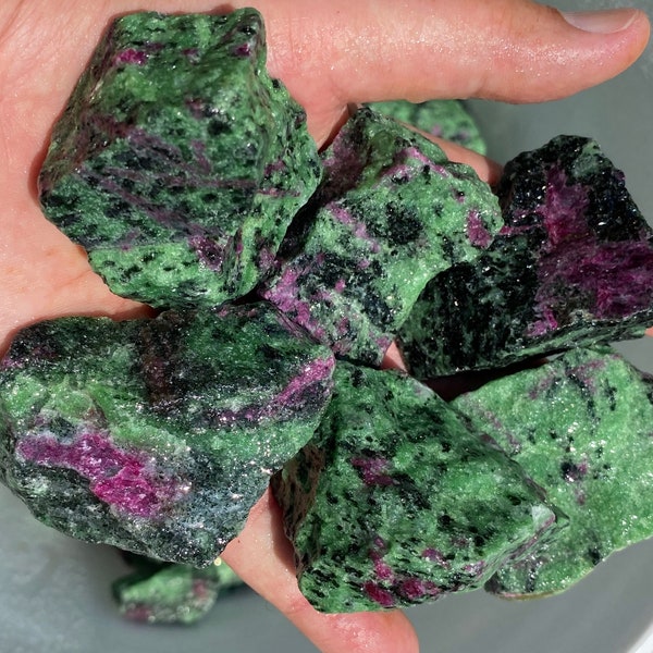 Beautiful Ruby Zoisite Tumbling Rough Crystal Gemstone Tumble 2lb Cab - Natural Deep Colors! Ruby Fluorescent under Black Light!