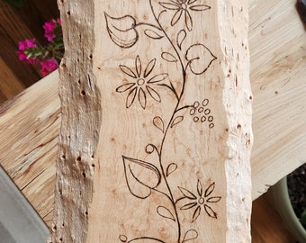 Floral Dance Wood Burned Trivet Pot Holder