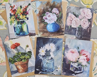 Floral Oil Painting Note Cards with Envelopes