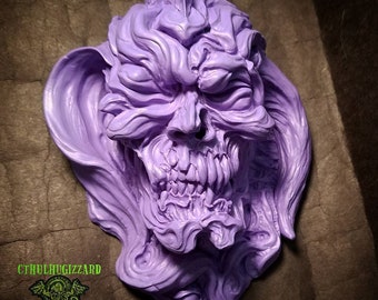 Rotten Green Color version . Fetal Pumpkinhead with eyes skull relief painted