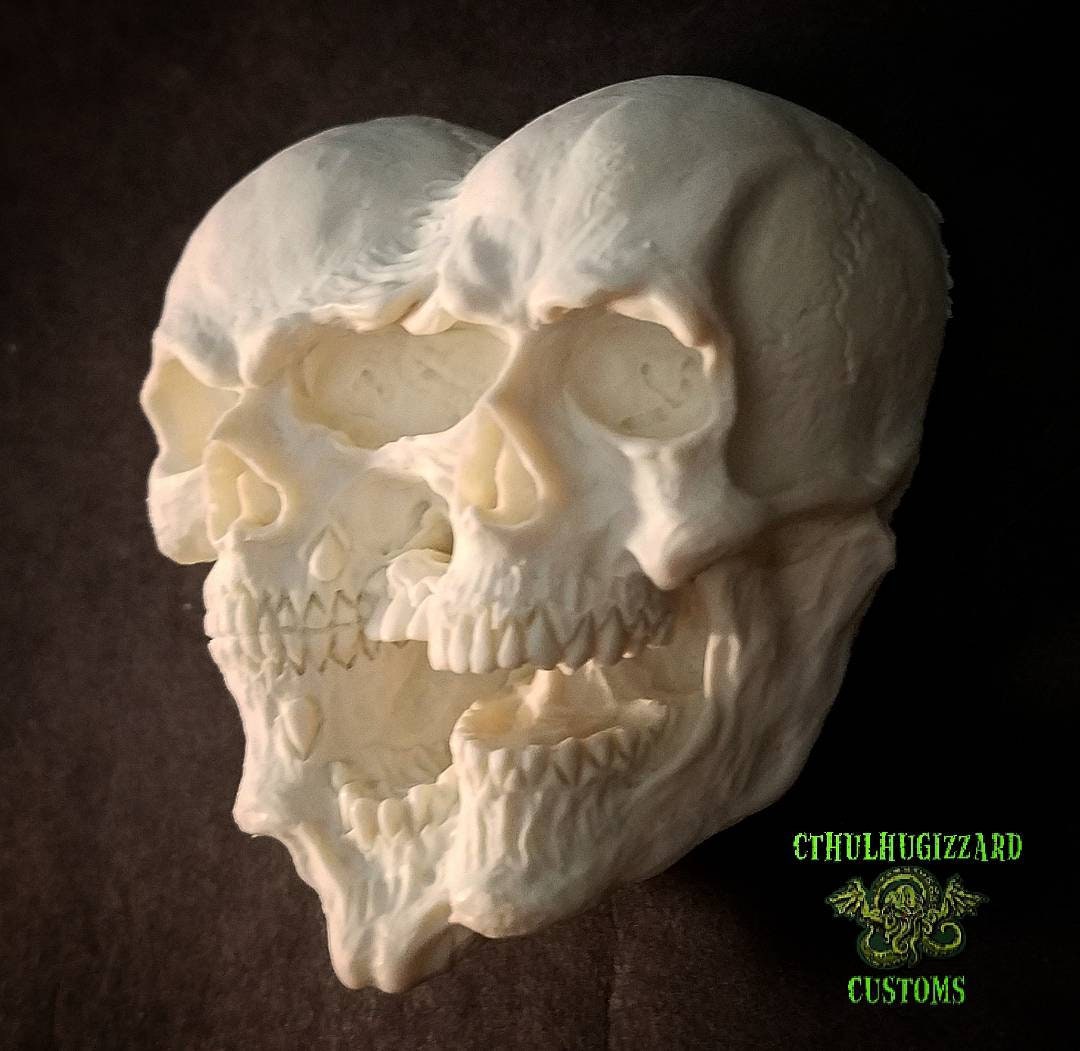 Siblings Conjoined Triplet Skulls Relief Version 2 . A 1/4 Scale