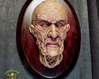 Methuselah Ancient Old Man relief wall plaque, 1/3rd scale resin relief Hand painted mounted on stained wood  plaque