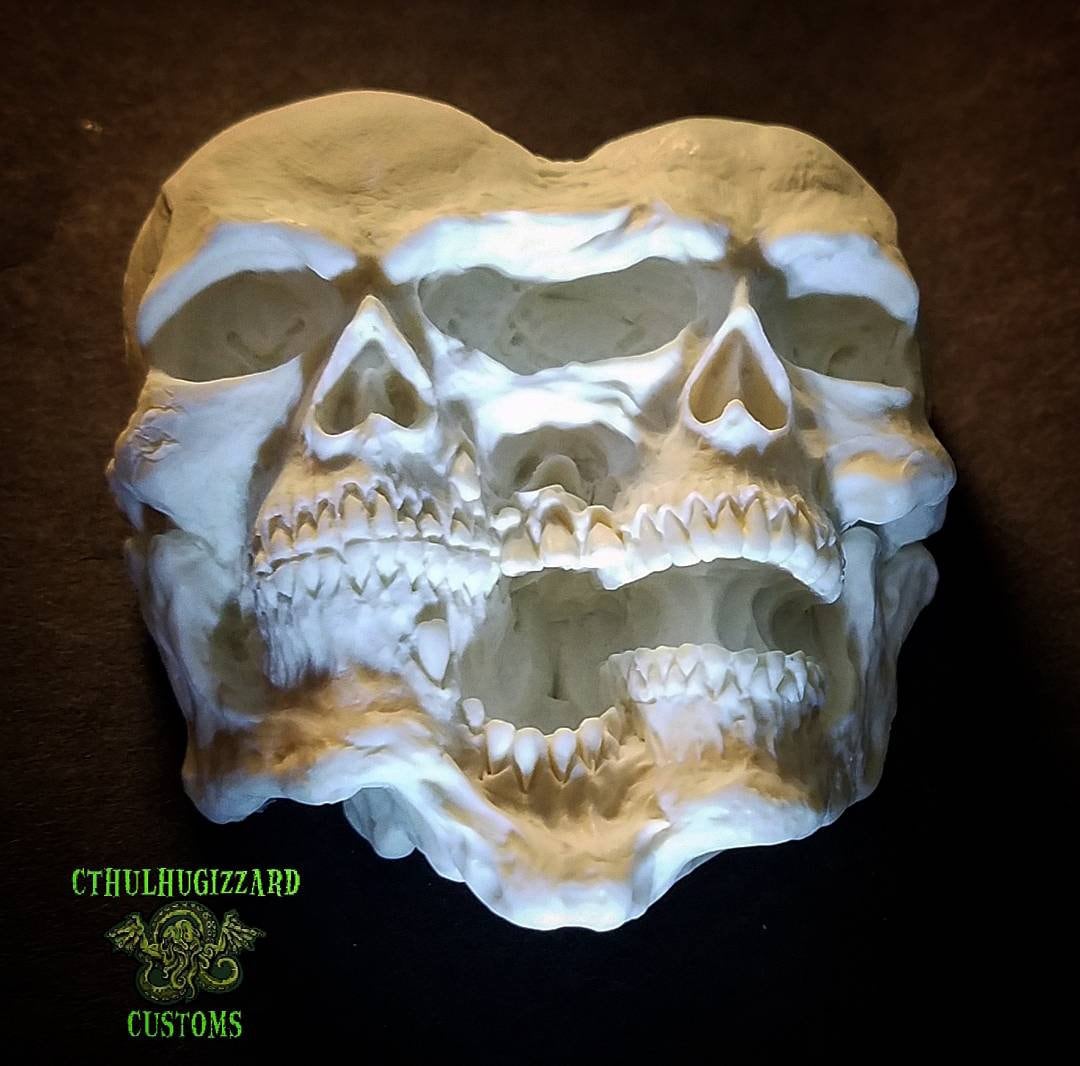 Siblings Conjoined Triplet Skulls Relief Version 2 . A 1/4 Scale