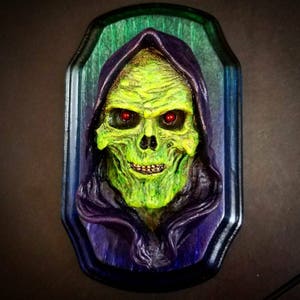 Rotten Green Color version . Fetal Pumpkinhead with eyes skull relief painted