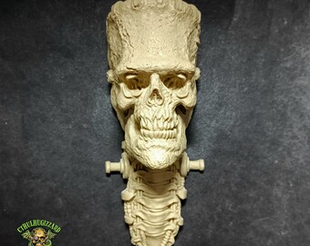 Frankenstein Skull with spine and neckbolts  1/4 scale relief unpainted resin casting.