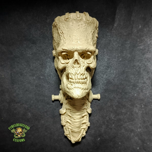 Frankenstein Skull with spine and neckbolts  1/4 scale relief unpainted resin casting.