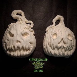 Fat Jack Trick and Treat  pumpkins set 1/3rd scale  unpainted resin reliefs