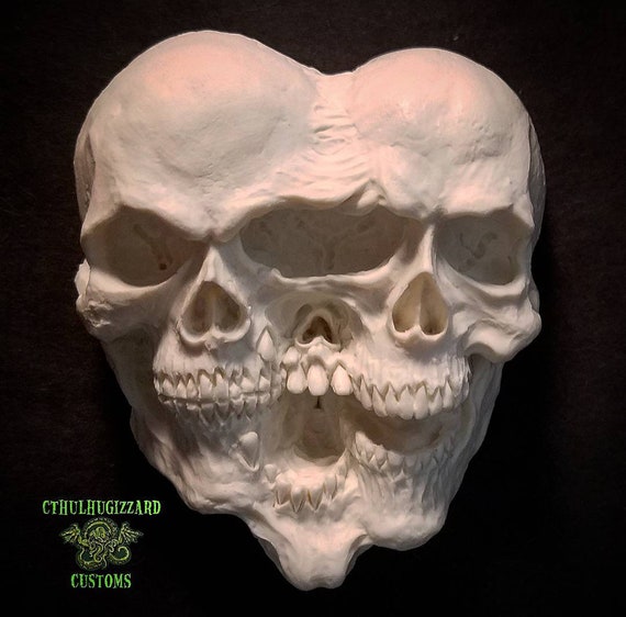 ３個で！トリニティー スカル TRINITY SKULL Siblings Conjoined Triplet Skulls Relief Version 2 . A 1/4 Scale