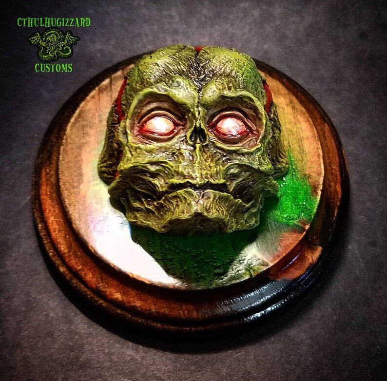 Rotten Green Color version . Fetal Pumpkinhead with eyes skull relief painted