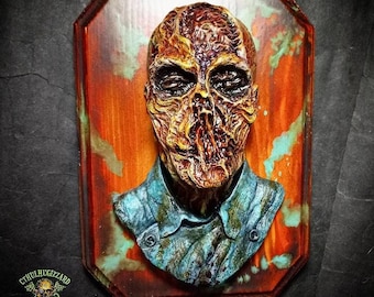 Dr. Freudstein painted relief wall plaque 1/3rd scale Hand painted resin casting mounted on stained wood plaque