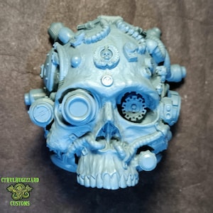 Servo Skull relief 1/3rd  scale unpainted resin casting 3 inches tall