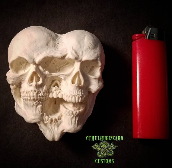 Siblings Conjoined Triplet Skulls Relief Version 2 . A 1/4 Scale
