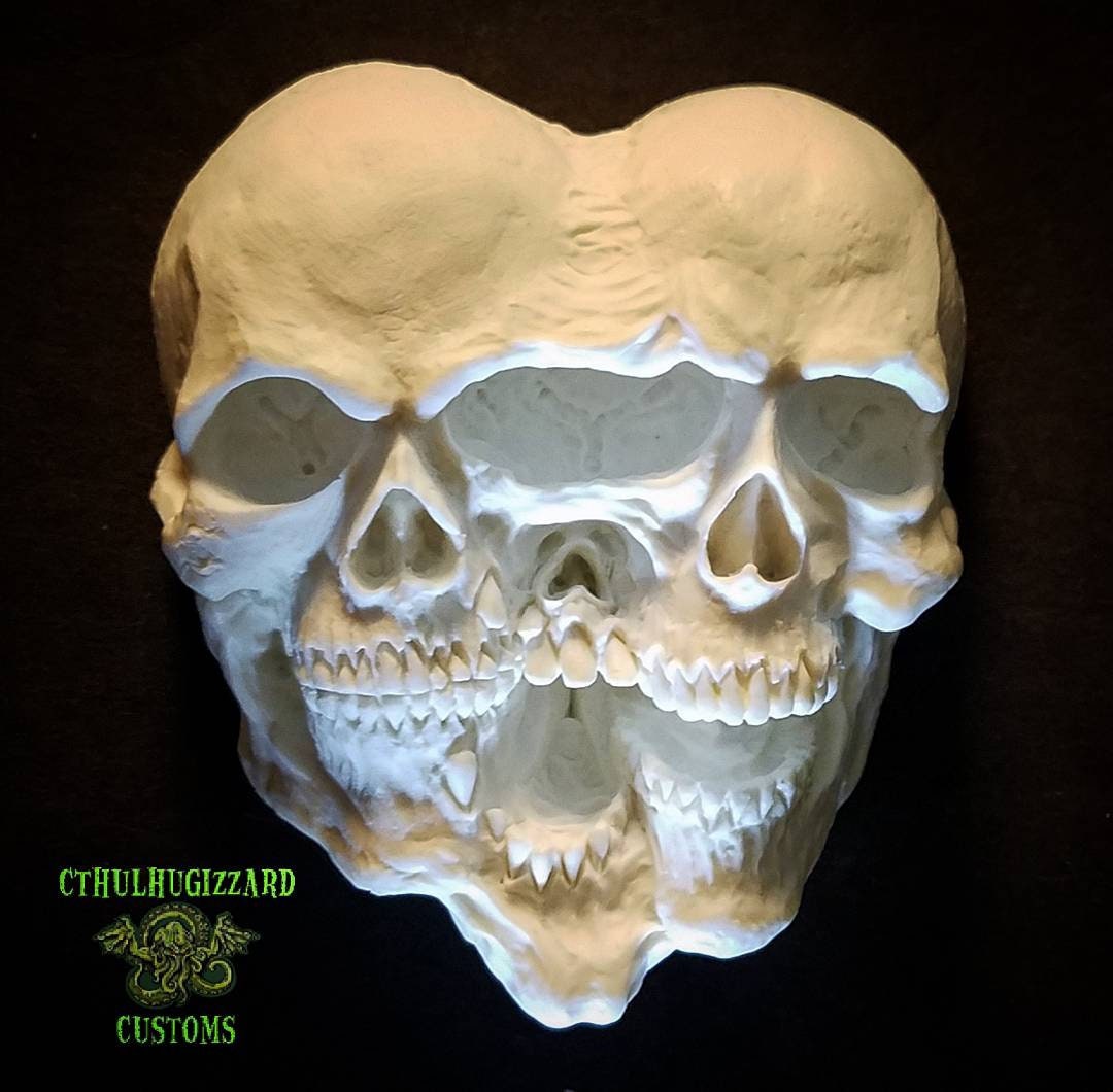 Siblings Conjoined Triplet Skulls Relief Version 2 . A 1/4 Scale