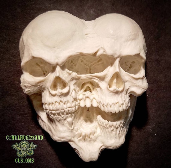 Siblings Conjoined Triplet Skulls Relief Version 2 . A 1/4 Scale