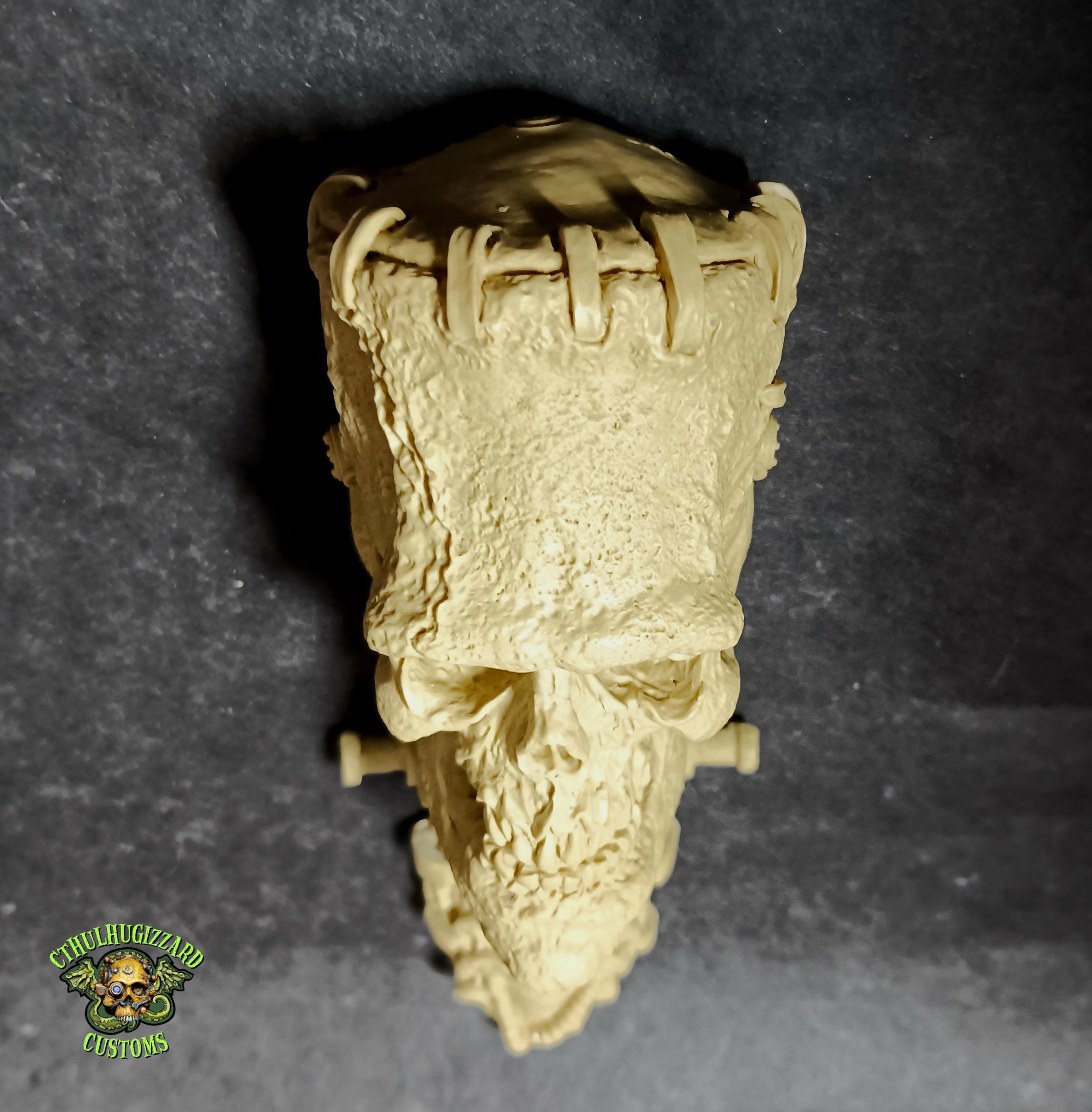 Frankenstein Skull With Spine and Neck Bolts Unpainted Resin