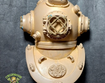 Deep Sea Diving Helmet  1/4  scale unpainted resin relief .