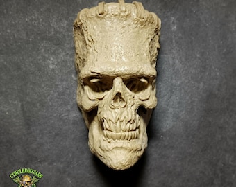 Frankenstein Skull 1/4 scale relief unpainted resin casting.