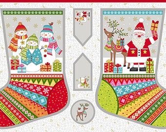Winter Magic Snowmen Novelty Christmas Stocking Quilting Fabric Panel Northcott 