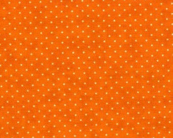 Orange fabric by the yard #20435 orange calico orange dots fabric orange polka dots fabric