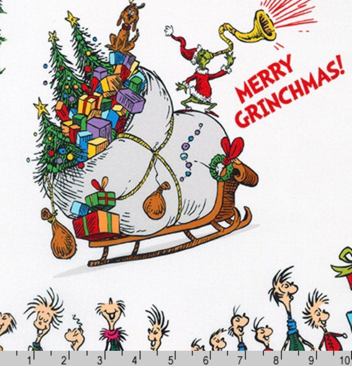 How The Grinch Stole Christmas Tree Skirt Panel Robert Etsy