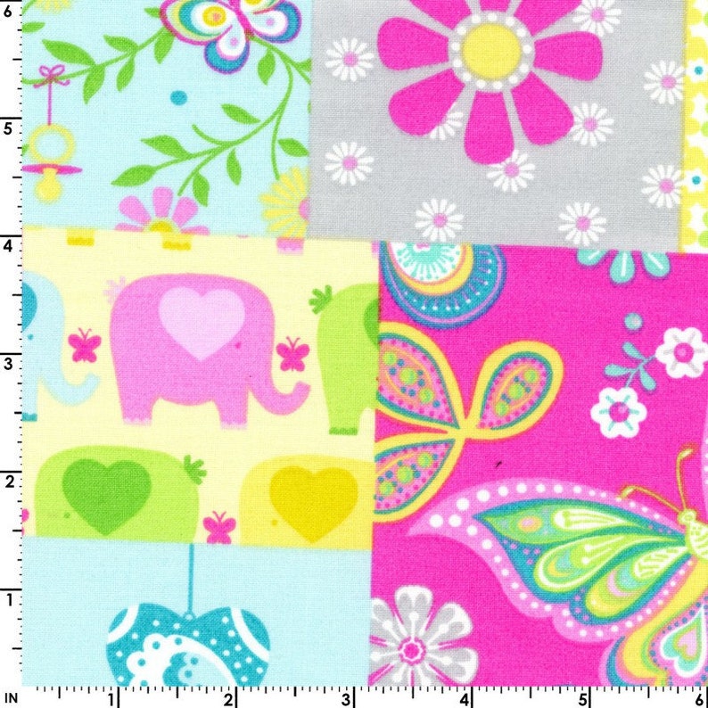 Baby Quilt Fabric Quilt Fabric Butterfly Fabric Patchwork Baby Fabric by Crafty Cottons ~ 1.5 Yards Baby Elephants
