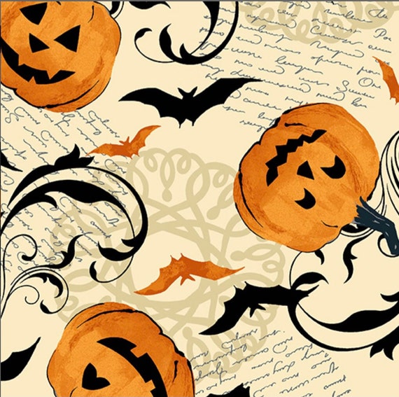 Midnight Haunt Pumpkin Scroll Fabric by Andover Fabrics | Etsy