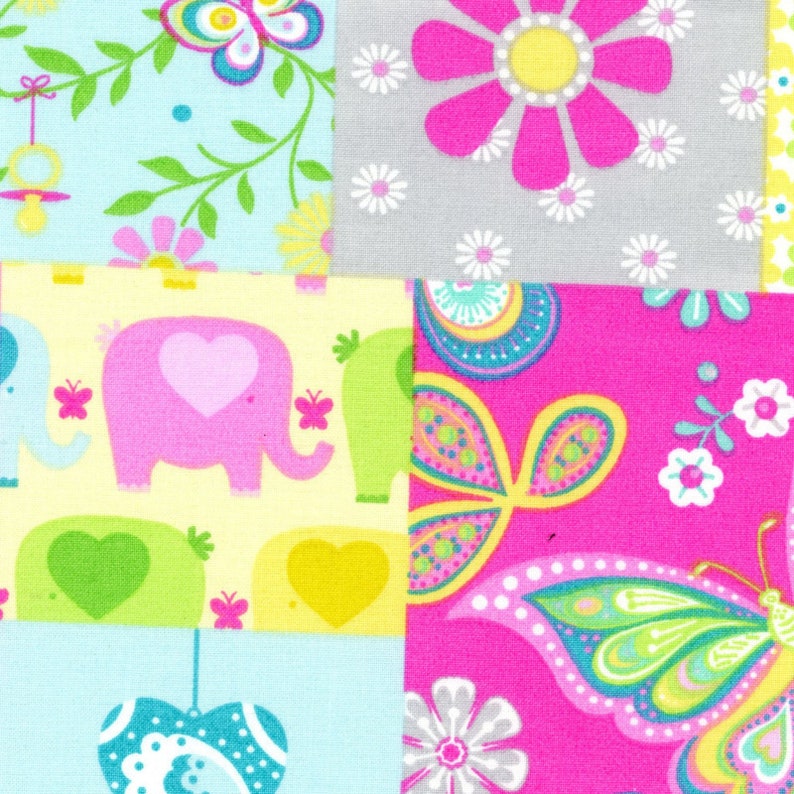 Baby Quilt Fabric Quilt Fabric Butterfly Fabric Patchwork Baby Fabric by Crafty Cottons ~ 1.5 Yards Baby Elephants