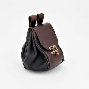 Gürteltasche, Lederbeutel, Kleingeldbeutel, Mittelalter, Gürteltasche,  Münzbeutel, Geldbeutel, braun und schwarz