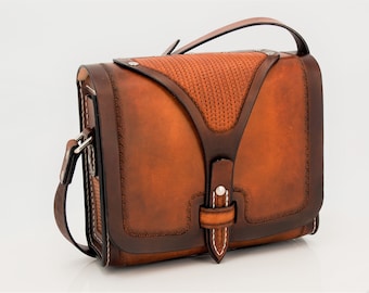 Noble shoulder bag, leather bag, unique, hallmarked leather, 100% handmade