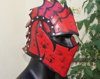 Handmade leather helmet, leather armour, larp, medieval, mask, fantasy, helmet