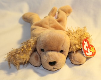 Vintage Ty Spunky Beanie Baby: Cocker Spaniel Dog, Retired 1999