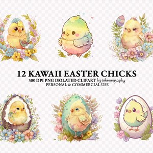 Watercolor Easter Chicks Clipart Bundle Png Bundle Kawaii - Etsy