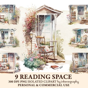 Watercolor Farmhouse Porch Clipart Bundle, Rocking Chair, Porch png, House Clipart Bundle, Farmers House, Instant Download, Digital Clipart