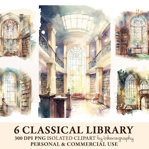Victorian Classical Library Clipart Bundle, png, Gothic Library Interior, Dark Academia Clipart Bundle, Book Lover png Aesthetic Clipart Set