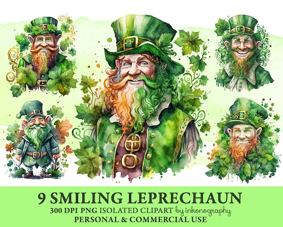 Watercolor Leprechaun Clipart Bundle, Png Smiling Leprechaun Gnomes Png Lucky Leprechaun Clipart Bundle Shamrock Clipart St Patricks Day Png
