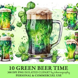Green Beer Day Clipart Bundle, Green Beer Png, Green Beer Mug Clipart, St Patrick&#39;s Day, Saint Patrick, St Patty&#39;s Day Irish Pub Celebration