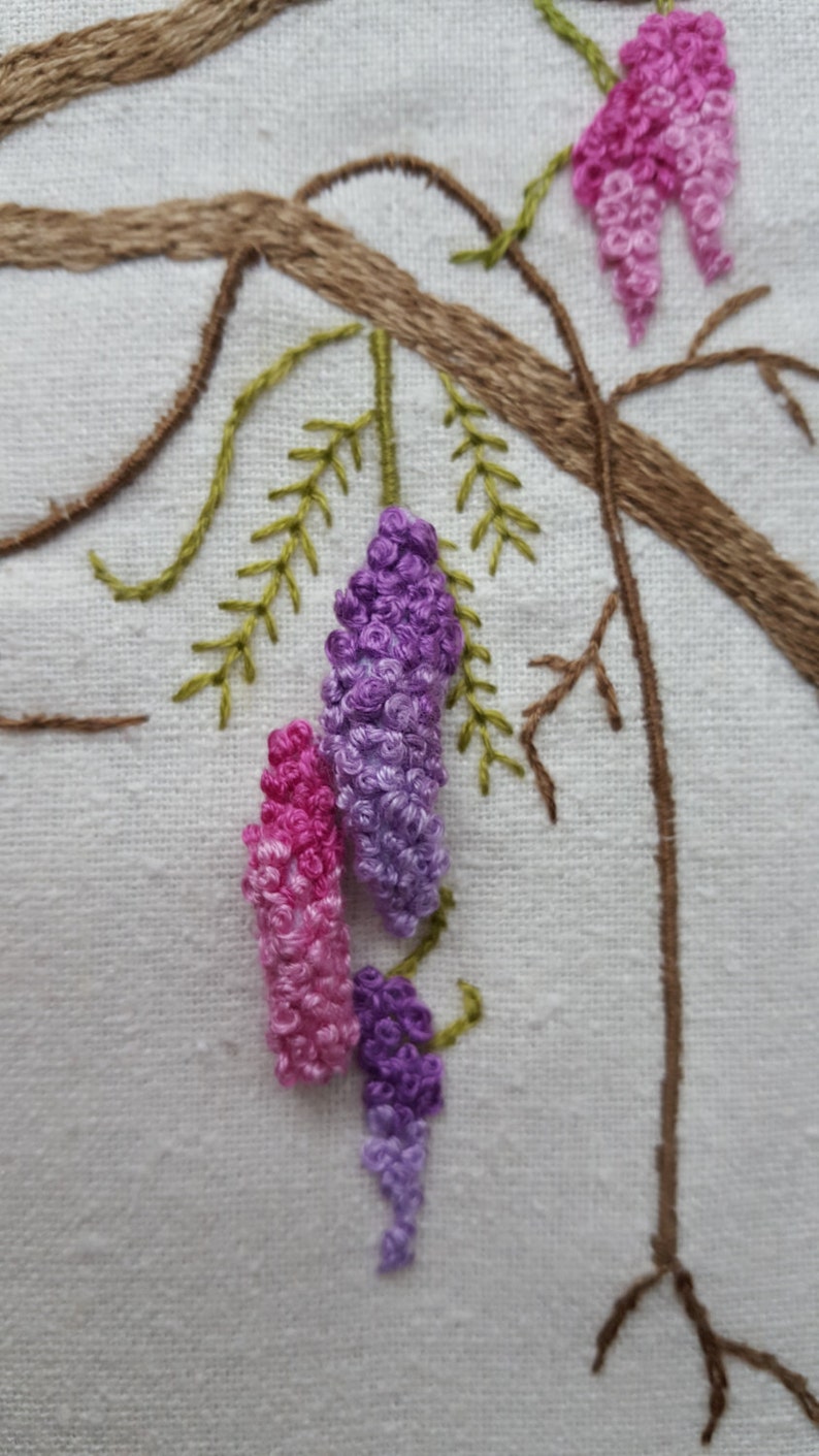 Wisteria stumpwork  embroidery pattern  etsy