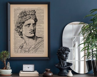 Ancient Greek Poster, Ancient Statue Decor, Sculpture Poster, Greek Myth Print Dark Academia Decor Art history print Apollo Greek Mythology