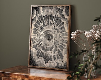 Mystical Eye Art Print, Celestial Decor, Vintage Cosmic Eye Art, Dark Academia, Witchy Gift, Occult Wall Art, Gothic Room Home Decor 120