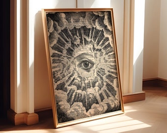 All Seeing Eye Of Providence, Illuminati, Sister Brother Gift, Mystery Poster, Freemasonry, Literary Gift Poster, Cute Office Decor 120