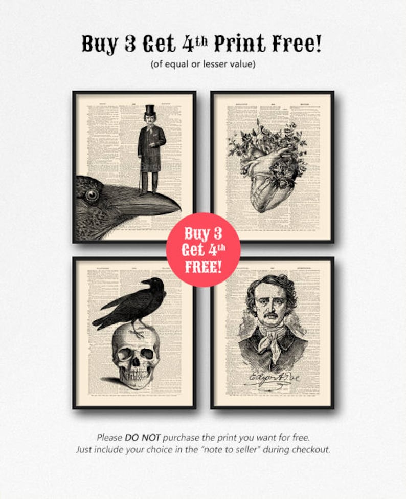 Poe Art Print, Edgar Allan Poe Gift, Edgar Poe Nevermore, Gothic Poster ...