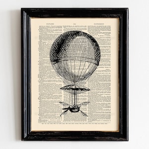 Impressão artística de balão de ar quente vintage, decoração de quarto de meninos, dirigível Steampunk, pôster de balão de ar, presente em movimento, presente de inauguração, tapeçarias de parede 075