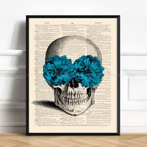 Skull Art Print Poster SUGAR SKULL Skull Artwork Skull Geekery