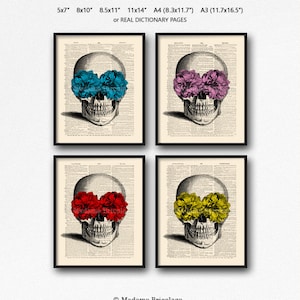 Dia de los Muertos Art Day of the Dead decor suiker schedel kunst Calavera Catrina bloemen schedel kunst bloem ogen schedel poster set van 4 prints S16